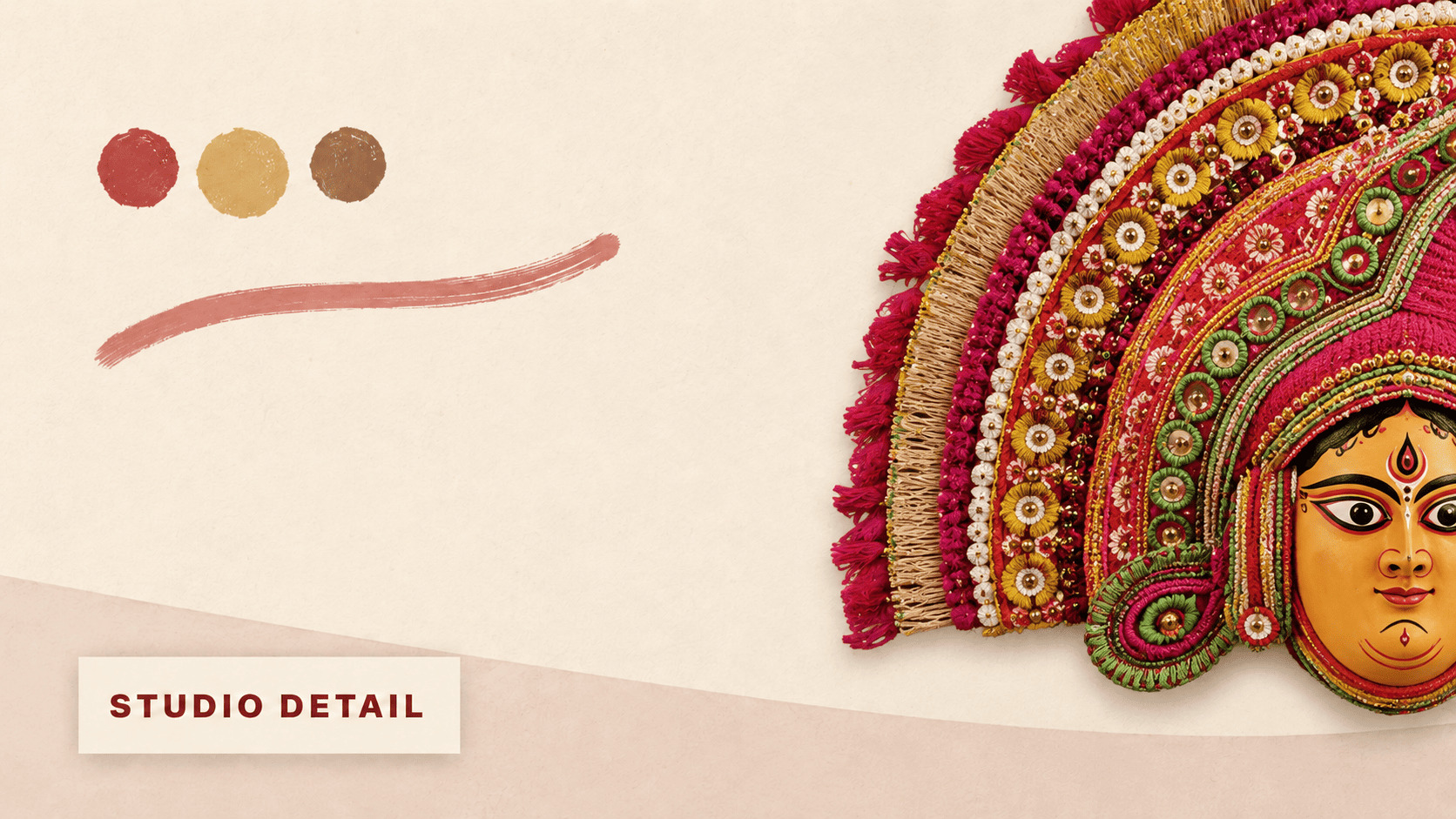 Maskriti handcrafted mask displayed in a studio setting